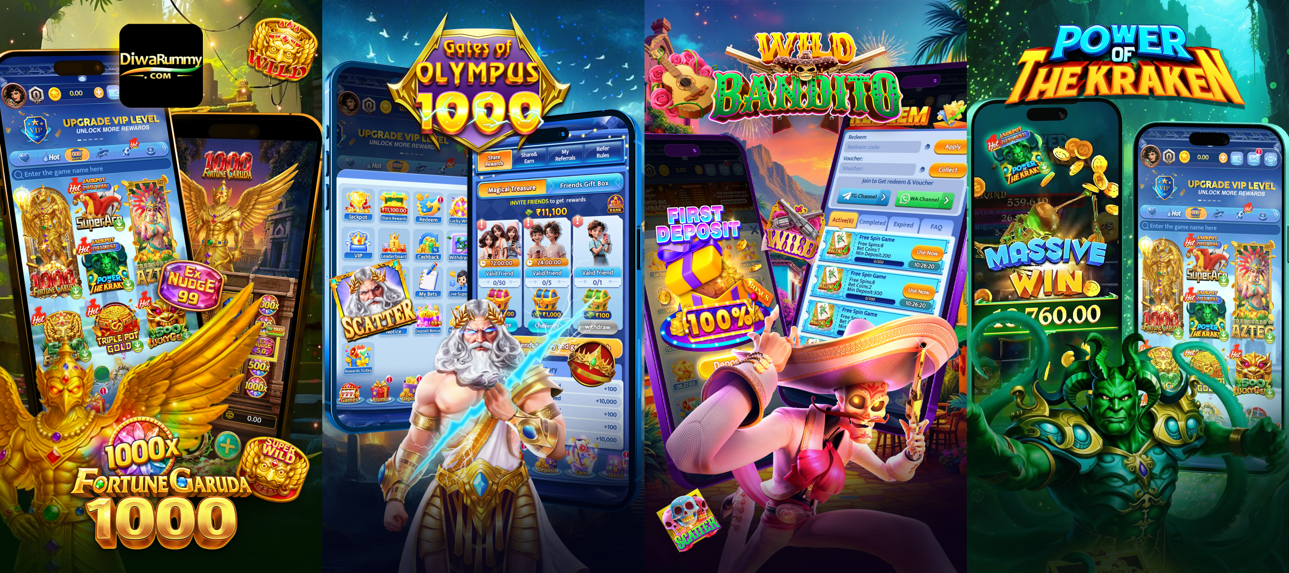 Diwa Rummy games collage for the table card