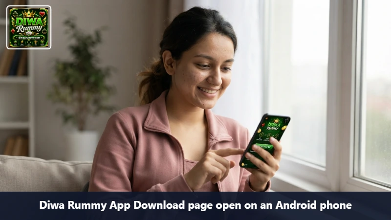 Diwa Rummy App Download page open on an Android phone